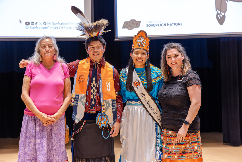 NASA Advisors pose with Miss and Mister American Indian OSU 2025-2026