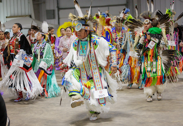 Grand entry 2024 powwow Mens Fancy dancers