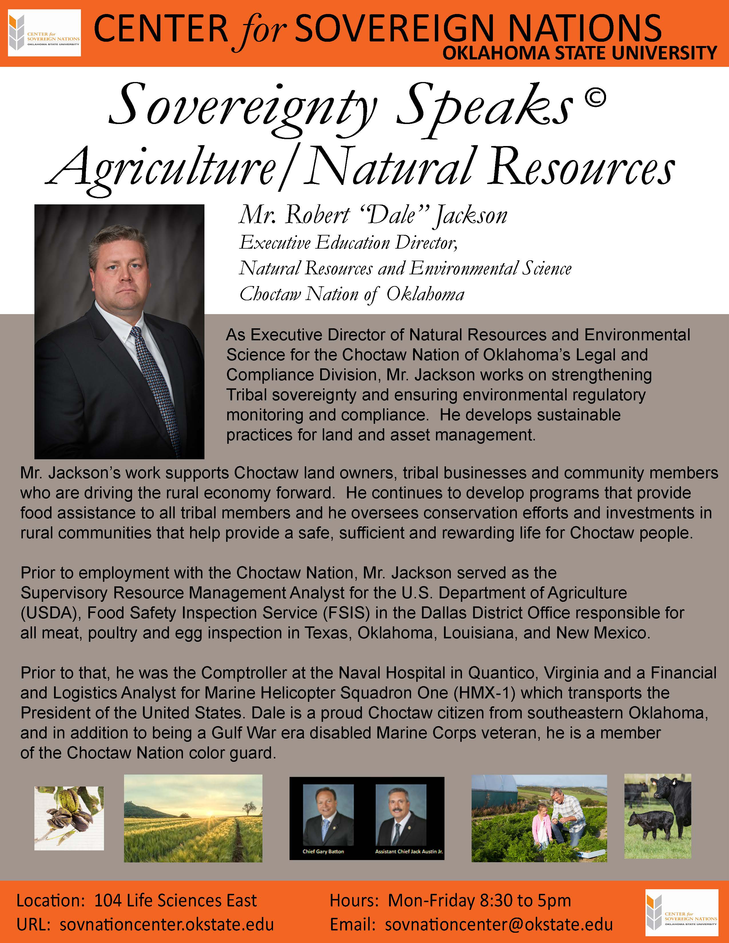 Headshot of Dale Jackson (Choctaw Nation Executive Director of Natural Resources) with the title ‘Agriculture & Natural Resources and Tribal Sovereignty – Choctaw Nation’. Headshot of Dale Jackson (Choctaw Nation Executive Director of Natural Resources) with the title ‘Agriculture & Natural Resources and Tribal Sovereignty – Choctaw Nation’.