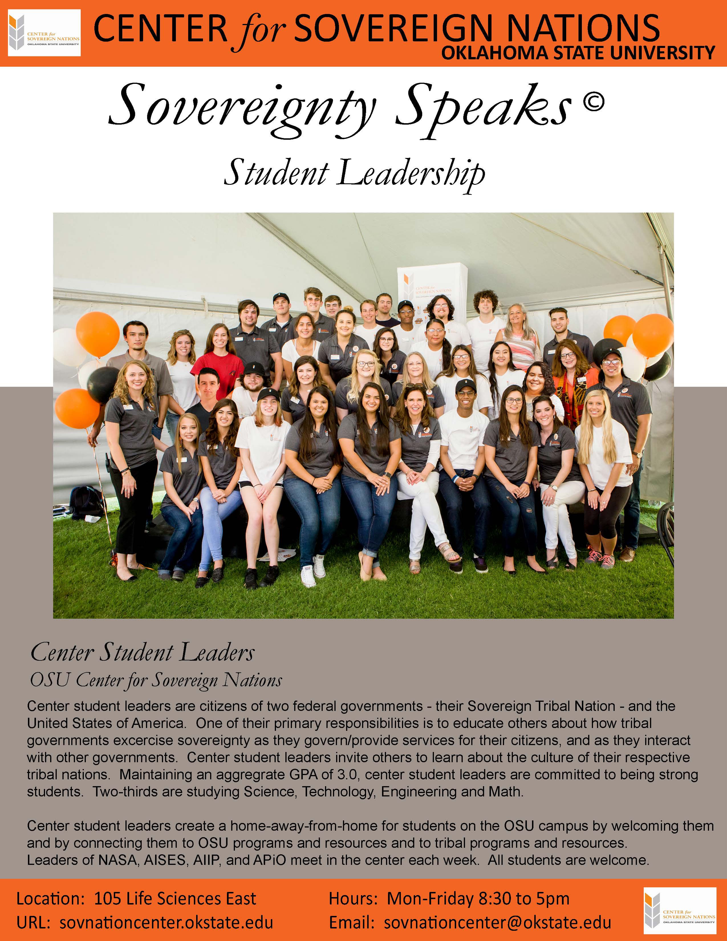 Group photo of OSU Center for Sovereign Nations Student Ambassadors with the title ‘American Indian Student Leadership – OSU Student Ambassadors’. Group photo of OSU Center for Sovereign Nations Student Ambassadors with the title ‘American Indian Student Leadership – OSU Student Ambassadors’.