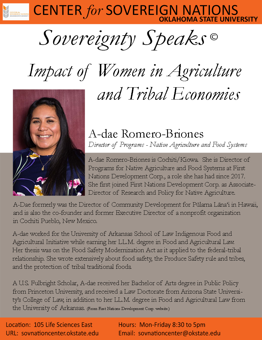 Headshot of A‑dae Romero‑Briones (Director of Programs, Native Ag. & Food Systems) with the title ‘Women in Agriculture & Tribal Economies – Native Ag & Food Systems’. Headshot of A‑dae Romero‑Briones (Director of Programs, Native Ag. & Food Systems) with the title ‘Women in Agriculture & Tribal Economies – Native Ag & Food Systems’.