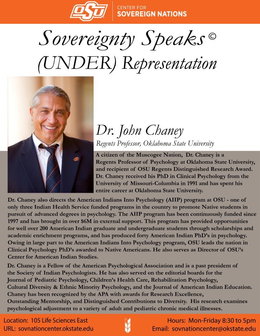 Dr. John Chaney Bio Photo Headshot of Dr. John Chaney (OSU Regents Professor) with the title ‘(UNDER) Representation – Dr. John Chaney, OSU’.