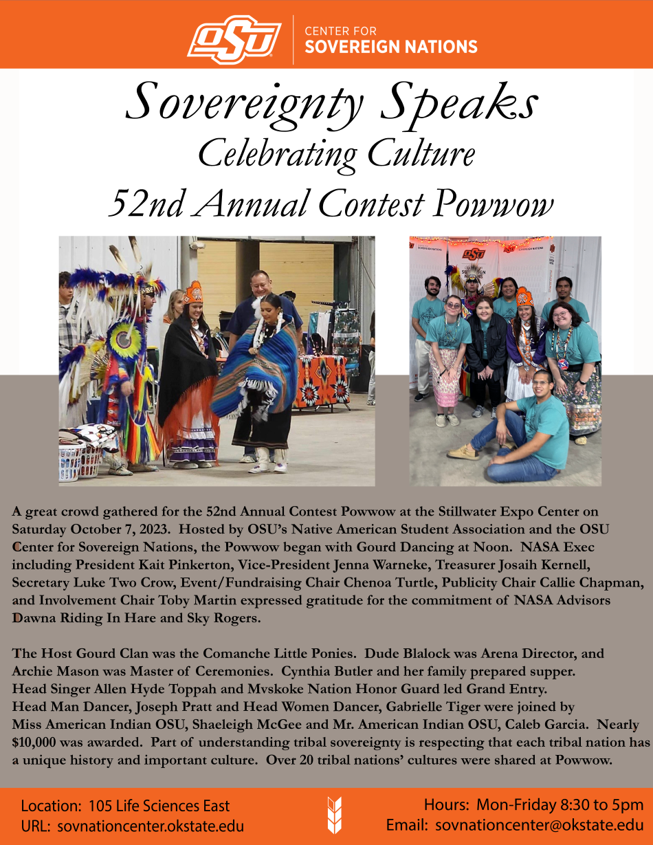 Graphic for OSU NASA Powwow contest with the title ‘Celebrating Sovereign Tribal Nation Culture – OSU NASA Powwow’. Graphic for OSU NASA Powwow contest with the title ‘Celebrating Sovereign Tribal Nation Culture – OSU NASA Powwow’.