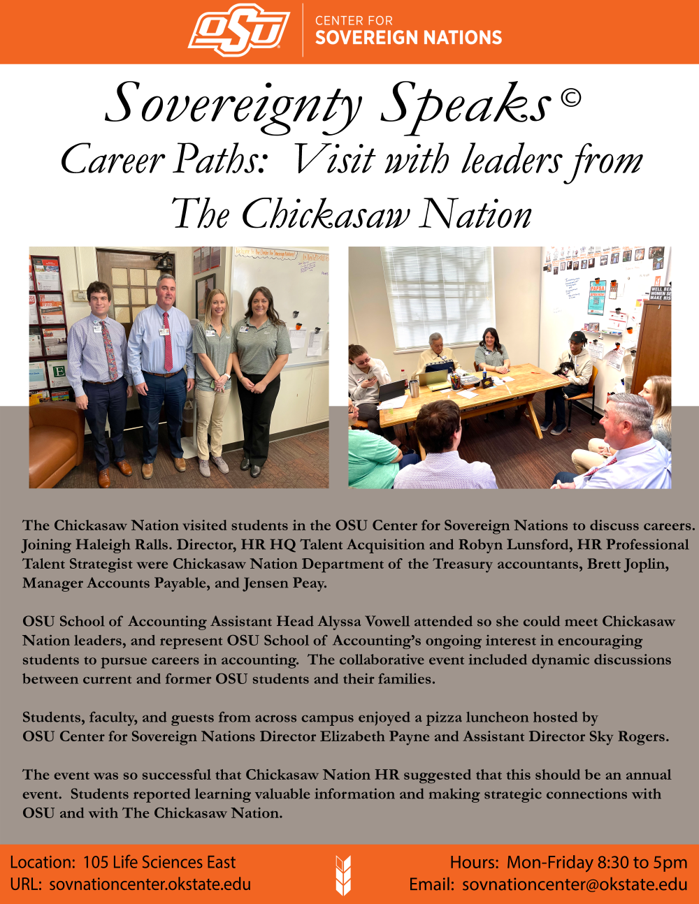 Headshots of Haleigh Ralls, Robyn Lunsford, Brett Joplin & Jensen Peay with the title ‘Chickasaw Nation Career Paths – Chickasaw Nation’. Headshots of Haleigh Ralls, Robyn Lunsford, Brett Joplin & Jensen Peay with the title ‘Chickasaw Nation Career Paths – Chickasaw Nation’.